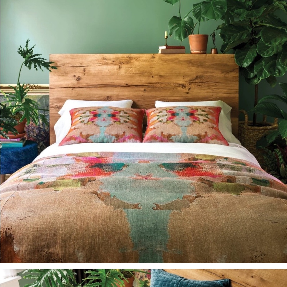 NWT Laura Park for Pine Cone Hill KENLY King Linen Multi Duvet Cover- Rare!